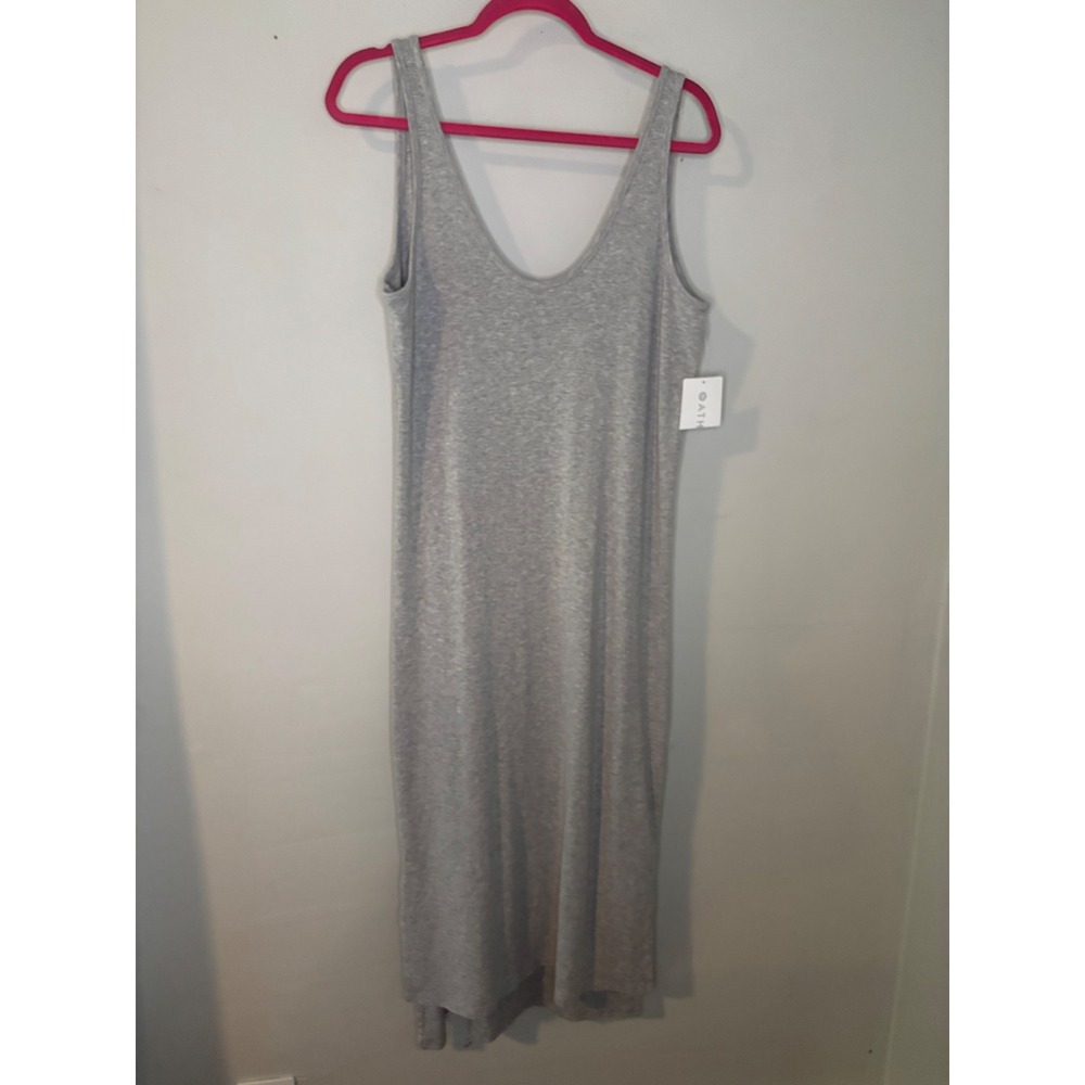 Athleta Santorini Dress Large Gray Heathered Sleeveless Maxi Travel Soft